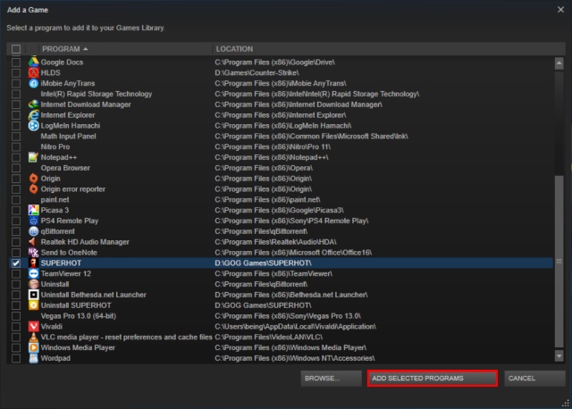 Add Non-Steam Games Confirmation