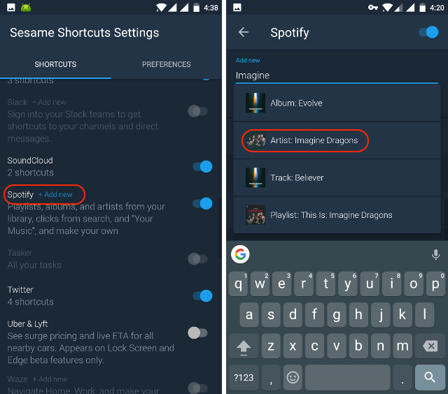 Creating shortcut for spotify