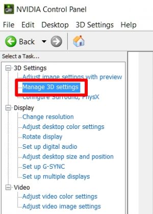 nvidia manage 3d settings slow