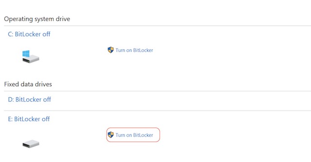 Turning On Bitlocker
