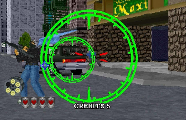 Old arcade shop shooter games