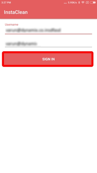 Android InstaClean Login