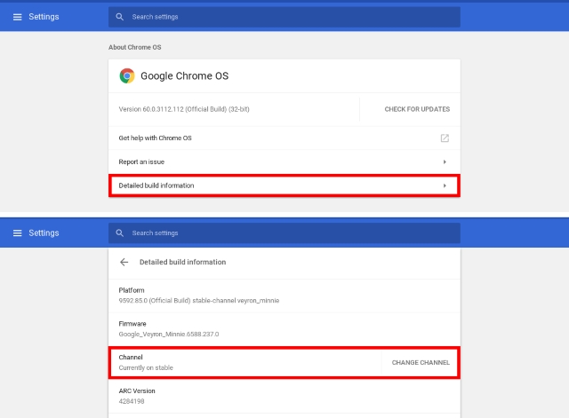 Detailed Build Information and Change Channel