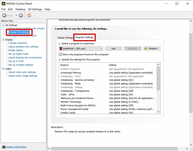 adaptive power managment nvidia control panel