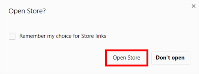 Open Windows Store Confirmation