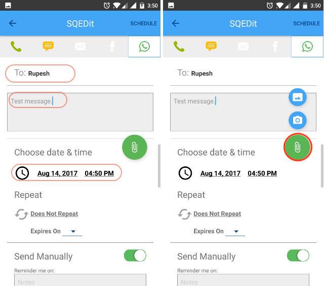 how to send scheduled messages on whatsapp android