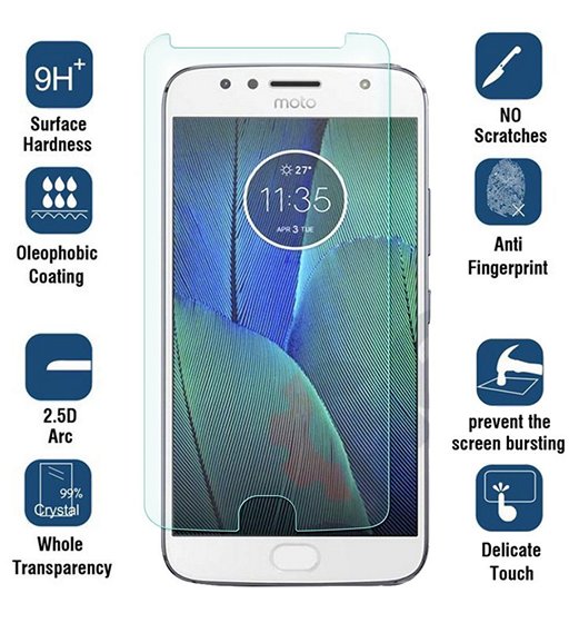 Wellci Tempered Glass Screen Protector For Moto G5S Plus