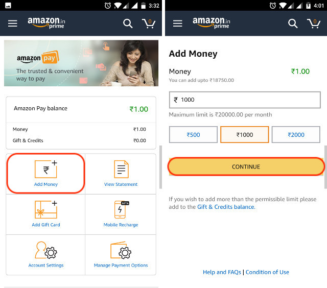 how to add money in amazon pay from google pay