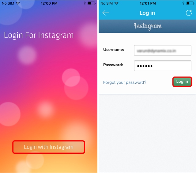 Login e login do iPhone InstaClean