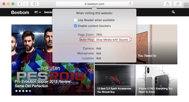 2. Enable Autoplay Video Blocking in Safari (Individual Website)