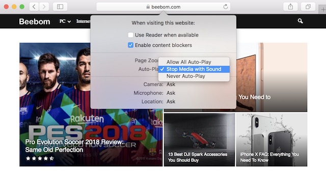 3. Enable Autoplay Video Blocking in Safari (Individual Website)