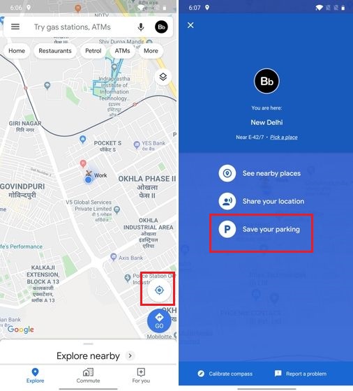 4. Save your Parking Location with google maps tricks
