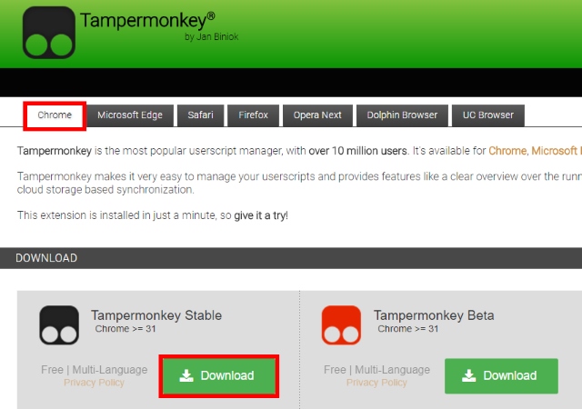 Downloading Tampermonkey