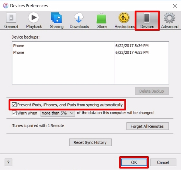 Prevent iPhones, iPods and iPads from syncing automatically