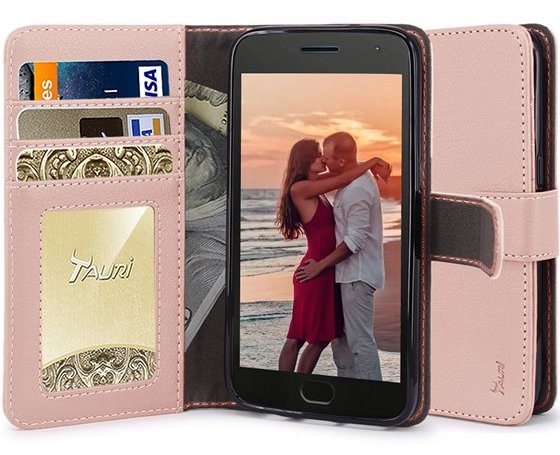 TAURI Wallet Flip Case For Moto X4