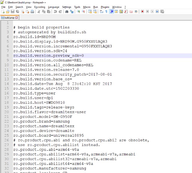 build.prop In Notepad++