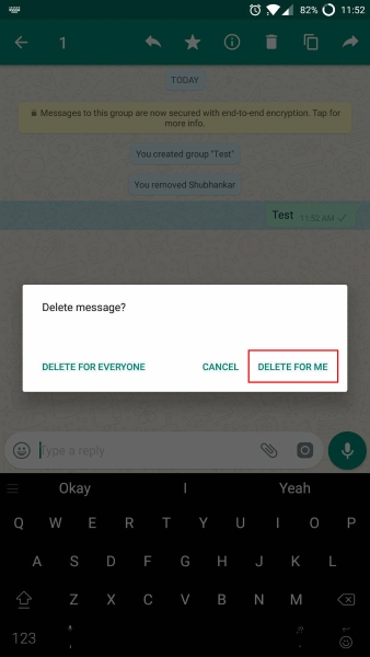 whatsapp delete for me