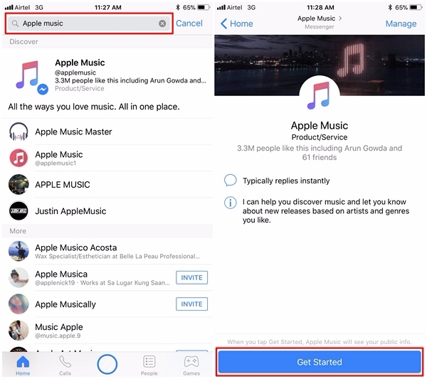 Apple Music Bot Facebook Messenger - 1