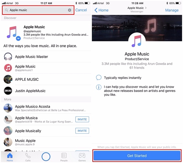 Apple Music Bot do Facebook Messenger - 1