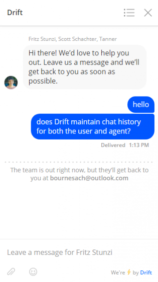 Drift Chat Window