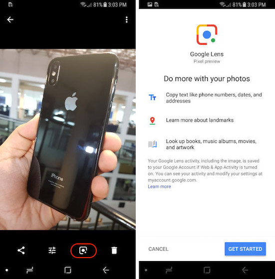 Enabling Google Lens step - 5