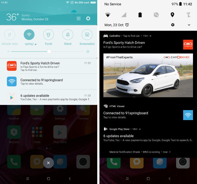 Get Stock Android-like Notification Center in MIUI compare