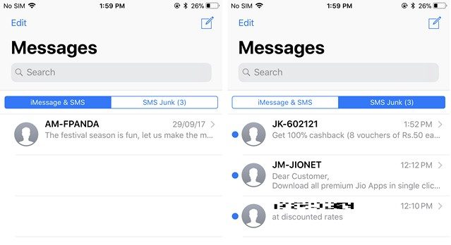 iOS Message inbox