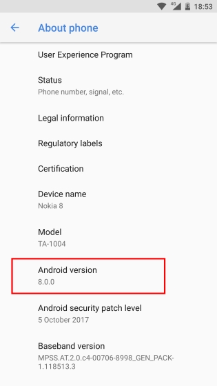 Nokia 8 Android Oreo 8.0