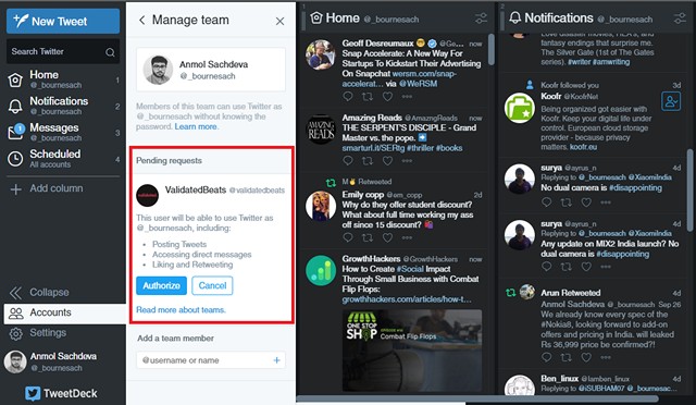 authorize Tweetdeck