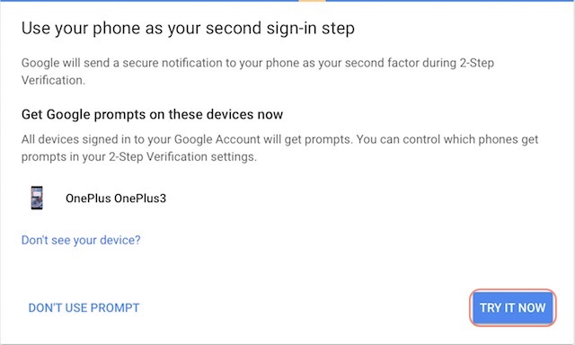 Setting Up Google Prompt For Two-Factor Authentication - step 4