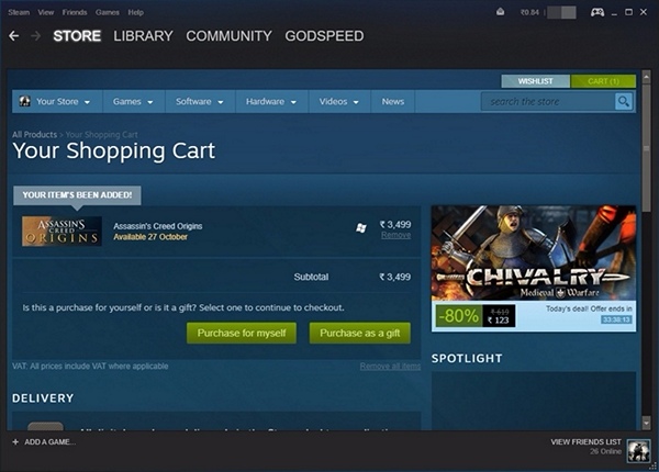 Steam purchase