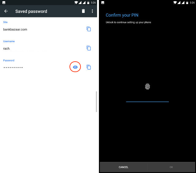 see saved password in chrom on Android step 3