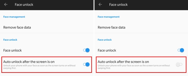 Auto Face Unlock OnePlus 5T