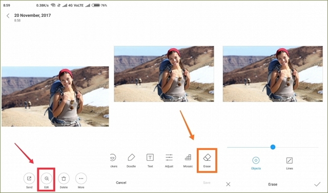 MIUI 9 How to Use Erase Tool