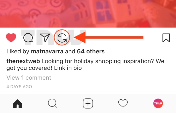 Native Instagram Regram Button