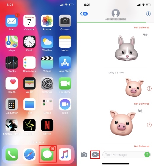 Mở iMessages và tạo Animoji