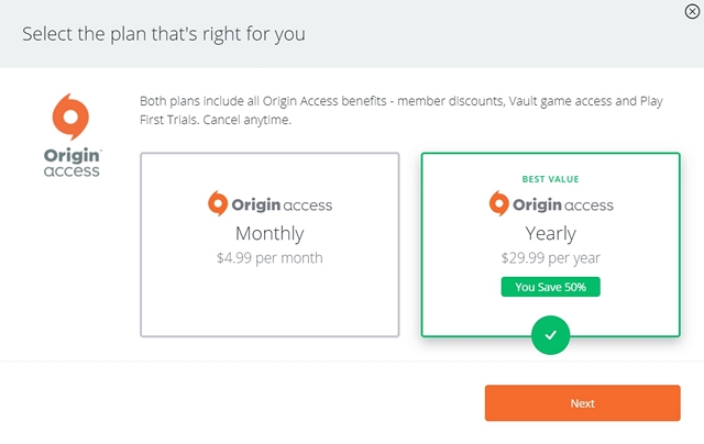 Origin Access Pricing