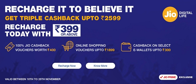 Reliance Jio Triple Cashback Offer