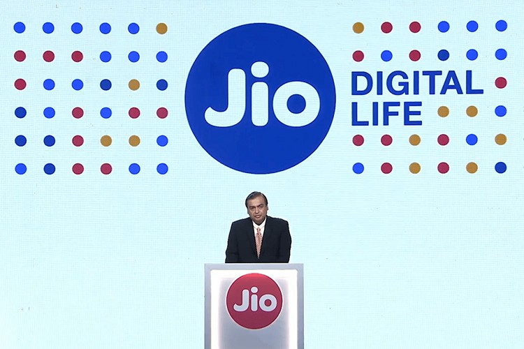 Image of Flipped Jio Logo as OIL in a Smartphone with Jio Logo in the  Background-QT758310-Picxy