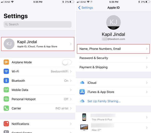 apple id settings