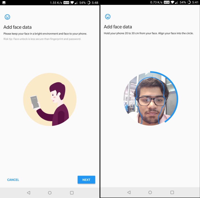 oneplus 5t face unlock