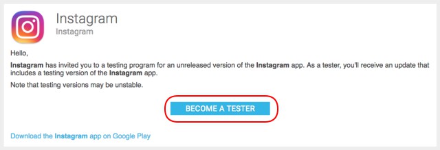 instagram app tester