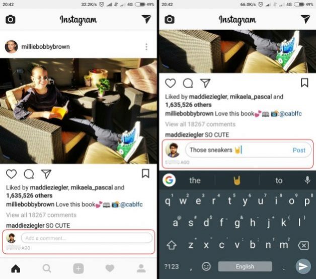 instagram inline comments screenshots