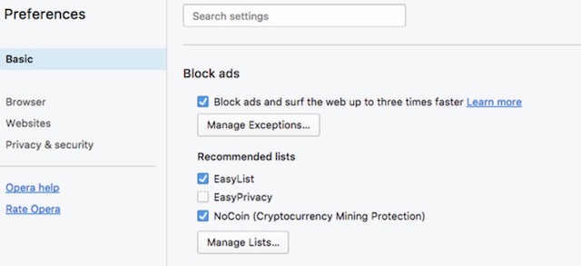 Opera just added a Bitcoin-mining blocker to its browser