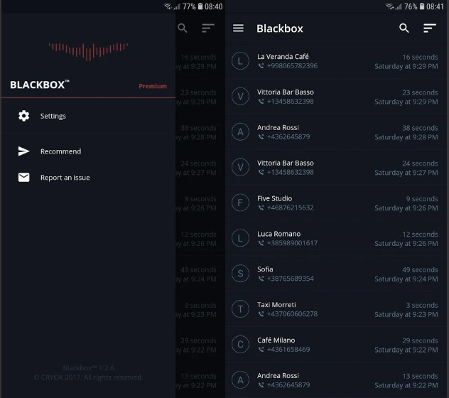10. Call Recoder من Blackbos-تطبيقات Android لتسجيل المكالمات