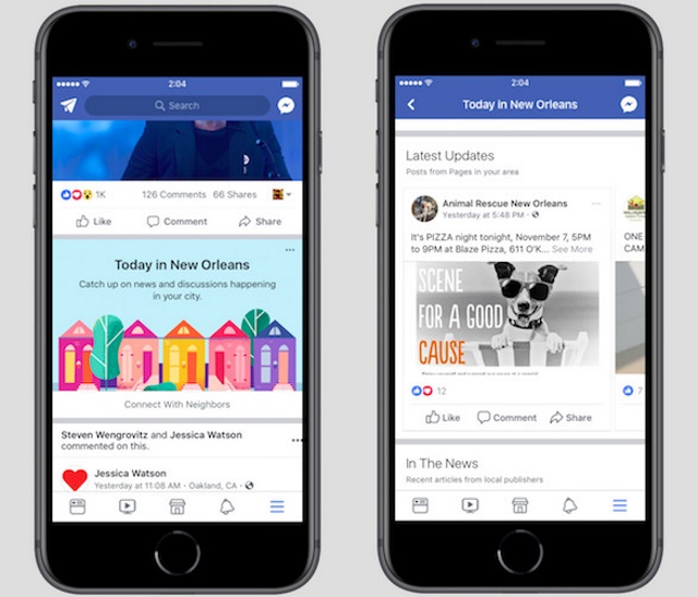 Facebook Tests Local News Feature Called 'Today In' Across Six US