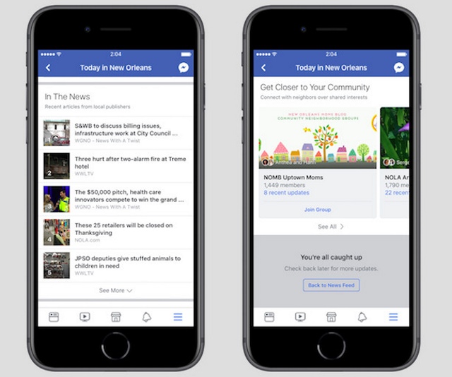 Facebook Expands 'Today In' to 400 Cities, But Only in US