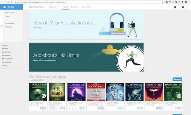 Google Introduces Audiobooks on Play Store For Android, iOS, and Google