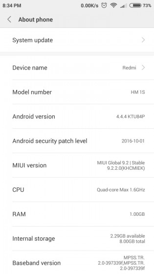 Xiaomi Releases Android KitKat-based MIUI 9 for the Redmi 1s