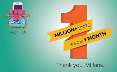 Xiaomi Claims 1Mn+ Redmi 5A Units Sold in Under 1 Month in India (1)